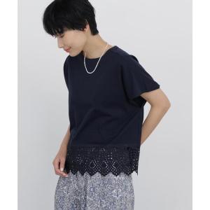 tシャツ 半袖 「ウォッシャブル」レースカットソー レディース