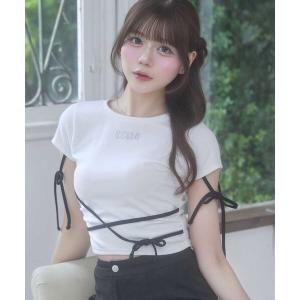 tシャツ 半袖 「Belle Charme」Ribbon Detail Tee レディース