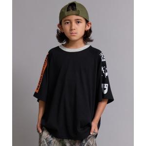 tシャツ 「90-160cm」ラグラン 袖プリント 半袖 Tシャツ「ペアマノンストリート」 キッズ 子供服 男の子 女の子