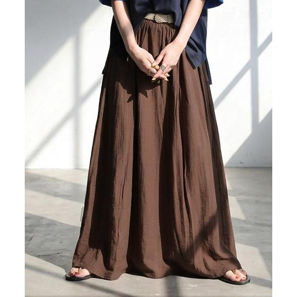 ロング アンティカ antiqua スカート リネンライク ロング ベルト付き フレアスカート