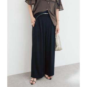 ワイドパンツ スラックス パンツ 「接触冷感/紫外線防止」クールジャージータックワイドスラックス レディース