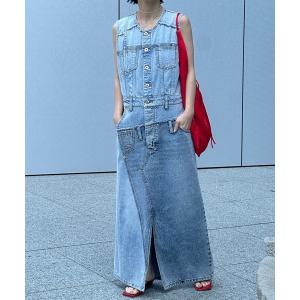 ワンピース 夏 MEDI REMAKE I LINE DENIM DRESS