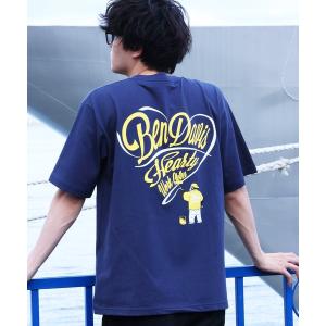 tシャツ 「BEN DAVIS（ベンデイビス）」 SCRIPT HEART TEE / Tシャツ 半袖 クルーネック 刺繍 ワンポイント ユニセックス オーバーサイズ メンズ レディース