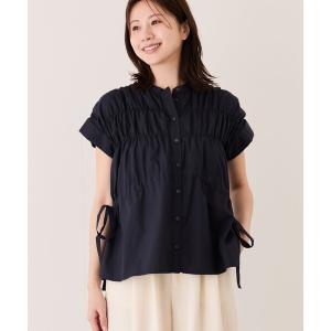 ブラウス シャツ 半袖 シャーリングブラウス レディース