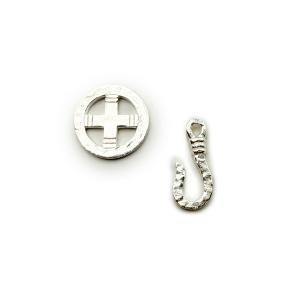 チャーム good vibrations グッドバイブレーション クロスサークルデザイン＆フックシルバーペンダントトップ ２個セット レディース メンズ