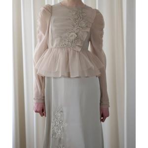 ドレス sheer peplum layered gather OP