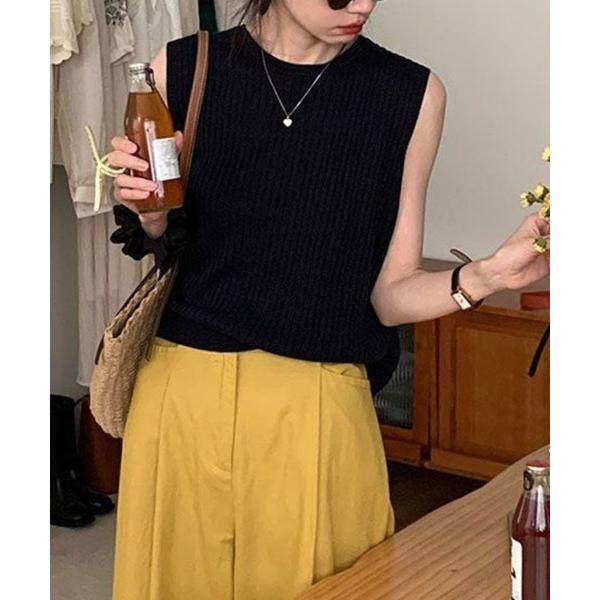 バックオープンノースリーブニット レディース