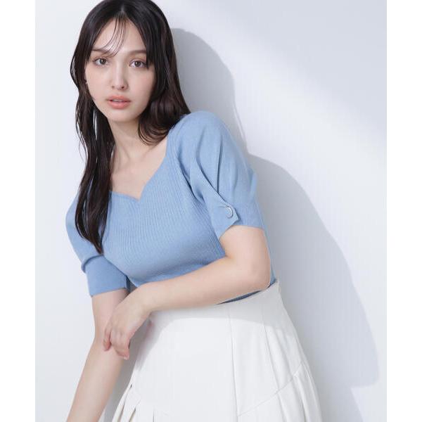 「NATURAL BEAUTY BASIC」 半袖ニット FREE ブルー レディース