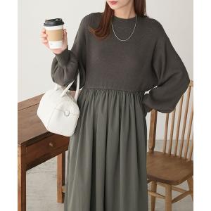 「BONLECILL」 ドッキングワンピース M チャコールグレー レディース