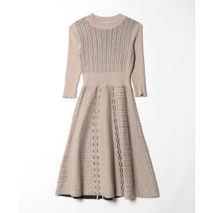 「en recre」 ニットワンピース M ベージュ レディース