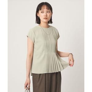 ブラウス シャツ 半袖 プリーツ キリカエ フレンチスリーブ ブラウス レディース