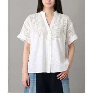 ブラウス シャツ 半袖 「mien別注」花柄刺繍レースブラウス レディース