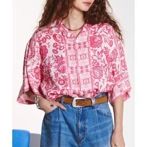 ブラウス シャツ HLAADA for ROSEBUD/FLOWER PRINT SHORT SLEEVE SHIRT レディース