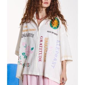 ブラウス シャツ HLAADA for ROSEBUD/EMBROIDERY SHORT SLEEVE SHIRT レディース