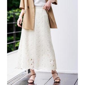 ロング スカート 「秋のきれいめ服/セットアップ可」リーフレースロングスカート
