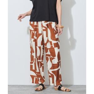 パンツ ウエストゴム幾何柄プリントパンツ レディースの商品画像