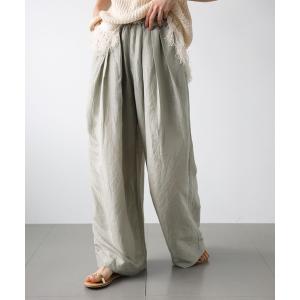 ワイドパンツ パンツ インドシアーリネンタックパンツ レディース