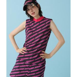 tシャツ 「Jack Bunny!!」「ルナ＆サニー」ロゴ総柄シングルカノコ ノースモックネック レディース