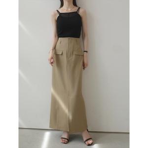 ロング スカート ダブルポケットペンシルスカート ｜ ベージュ