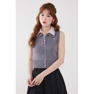 ニット セーター シャツレイヤードライクニットベスト 夏服 レディース
