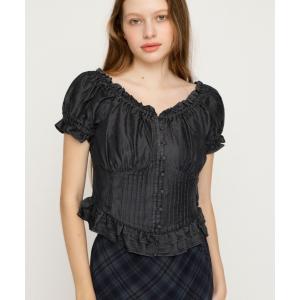 ブラウス シャツ 半袖 PUFF SLEEVES WOVEN TOPS パフスリーブスウーブントップス 夏服 秋服 レディース