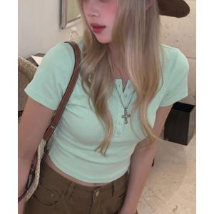 ヘンリーネック tシャツ 半袖 「新色追加」「お気に入り数1.3万人大人気トップスの半袖新作！」ヘンリーネック スリムフィット半袖Tシャツ トップス レイ…
