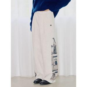 ワイドパンツ スウェットパンツ ジャージ 「セットアップ対応」フォトスウェットパンツ レディース