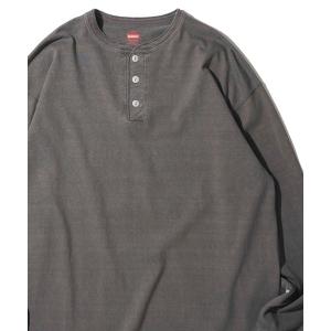 ヘンリーネック tシャツ 「Healthknit」Henlyneck L/S (Sulfur dye) /  硫化染め ヘンリーネック ロングスリーブTシャツ メンズ レディース