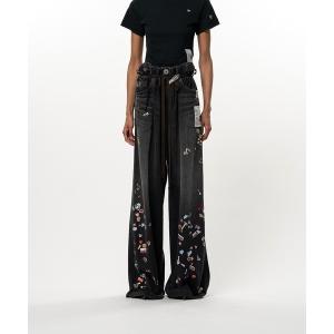ジーンズ デニム デニムパンツ Kids Sticker Printed Wide Denim Pants レディース