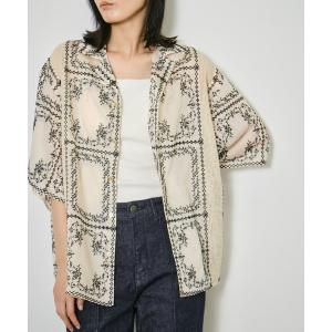 ブラウス シャツ 半袖 「CLANE/クラネ」 EMBROIDERY LACE BOX SHIRTS/エンブロイダリーレースボックスシャツ レディース