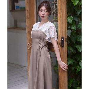 パーティードレス ワンピース 夏 半袖 raffle docking dress / ラッフルドッキングワンピース