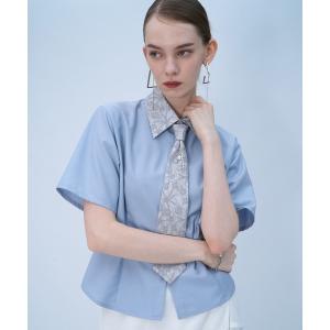 ブラウス シャツ 半袖 パーツツキコンパクトネクタイシャツ(HARE) レディース