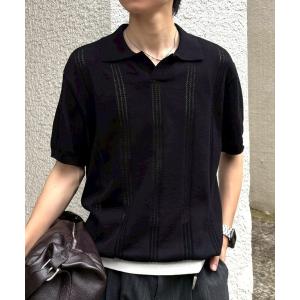ポロシャツ 半袖 「Chikashitsu +」punching summer knit polo (4color) / 「チカシツプラス」パンチングサマーニット半袖ポロシャツ「着用動画あり」
