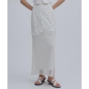 ロング スカート 夏 MEDI CUTWORK 3D LACE MOTIF LAYERED SKIRT