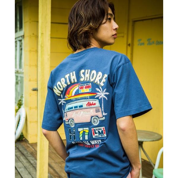 tシャツ バス柄切り貼りワッペンTシャツ メンズ