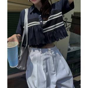 tシャツ 半袖 random frill pique cropped polo shirt レディース