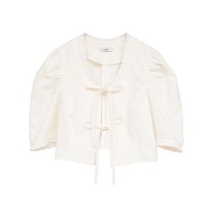 ブラウス シャツ CLANE/クラネ/RIBBON SHORT BLOUSE レディース