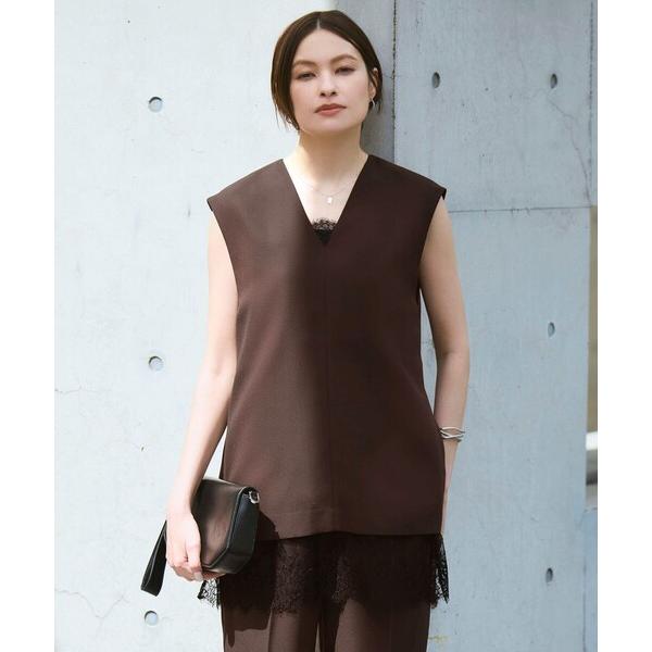 ベスト ジレ FluidBackSatin Vネックジレ レディース