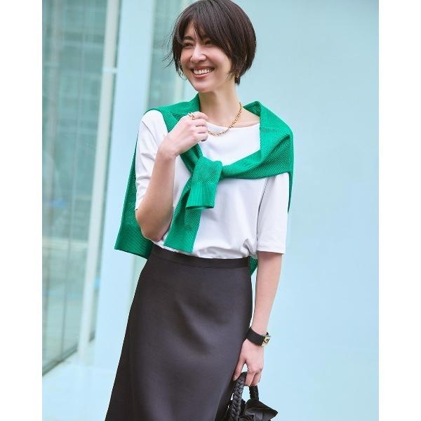 tシャツ 「ボートネック・5分袖／スーピマ・DoT」 レディース