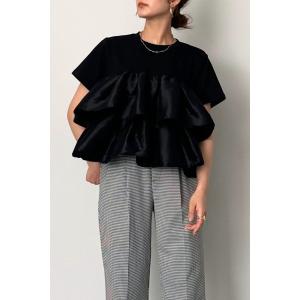 tシャツ 半袖 フリルドッキングTシャツ レディース
