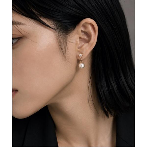 ピアス ツインパールクロスチェーンピアス レディース メンズ
