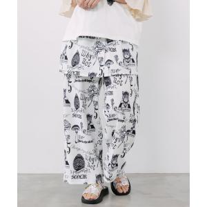 ワイドパンツ パンツ ScoLar(スカラー) アンティーク柄 3way巻きスカート付きパンツ レディース