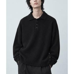 SOMEDIFF（サムディフ） ポロシャツ 長袖ストライプニットポロシャツ
