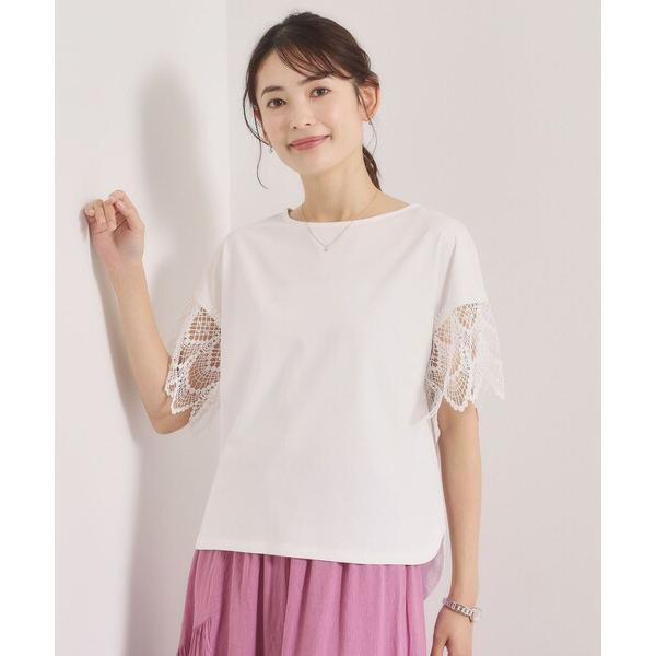 tシャツ 半袖 速乾 「冷感／速乾」袖レースプルオーバー レディース