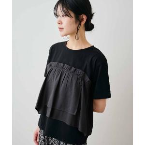 tシャツ 半袖 リブ　イン　コンフォート　着心地やわらかなフリルビスチェドッキングトップス レディース