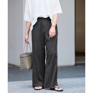 ワイドパンツ スラックス パンツ 楊柳タックパンツ レディース