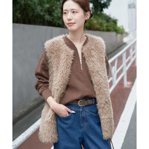 ベスト ジレ シャギーフェイクファーベスト レディース