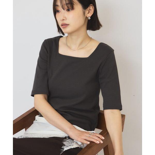 tシャツ 半袖 「接触冷感・UVカット」スクエアネック5分袖プルオーバー レディース