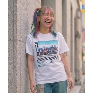 tシャツ 和柄デジタルプリントTシャツ/都市景観グラフィックバックプリントTシャツ 5色展開｜スラブ素材 ストリート アメカジ 半袖 メンズ 大人カジュアル