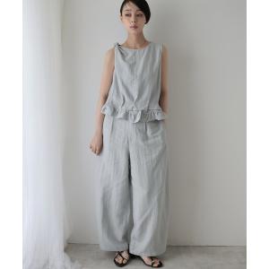 セットアップ 「セットアップ」ノースリーブフリルブラウス＆ワイドパンツ レディース